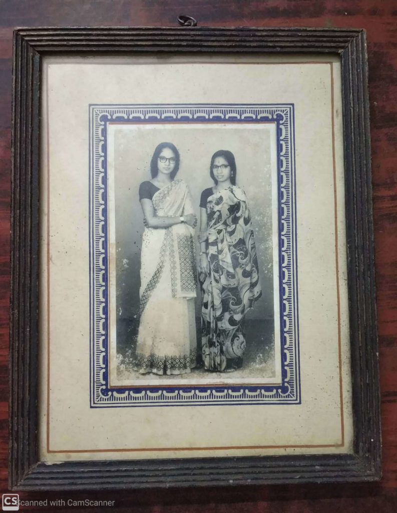 Fig.2. Sarojini (on the right) with her friend, Chandramathy, 1974 (2021).Photo: Vipula P.C.